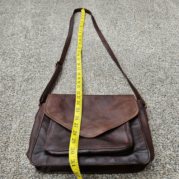 Vintage Brown Leather Crossbody Purse Flap Over Messenger Bag Made in India - Picture 16 of 16